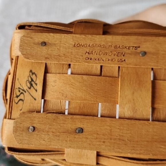 Longaberger Vintage 1993 Handwoven Handled Autumn Harvest Basket w Liners - Picture 10 of 10